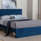 Baxton Studio Elora Modern Navy Blue Pleated Velvet Queen Size Storage Bed