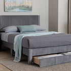 Baxton Studio Elora Modern Grey Pleated Velvet Queen Size Storage Bed