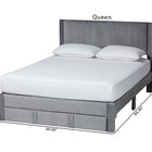Baxton Studio Elora Modern Grey Pleated Velvet Queen Size Storage Bed