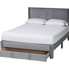 Baxton Studio Elora Modern Grey Pleated Velvet Queen Size Storage Bed
