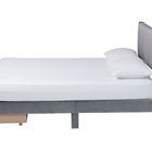 Baxton Studio Elora Modern Grey Pleated Velvet Queen Size Storage Bed