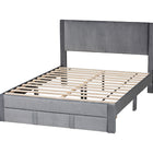 Baxton Studio Elora Modern Grey Pleated Velvet Queen Size Storage Bed
