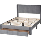Baxton Studio Elora Modern Grey Pleated Velvet Queen Size Storage Bed
