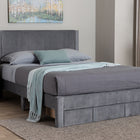 Baxton Studio Elora Modern Grey Pleated Velvet Queen Size Storage Bed