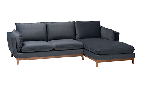 Baxton Studio Linanas Modern Dark Grey Fabric Right Facing Sectional Sofa