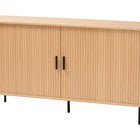 Baxton Studio Lucia Fluted Wood Sideboard - Mid-Century Modern Buffet Cabinet with Sliding Tambour Doors, 55" Wide
