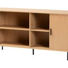 Baxton Studio Lucia Fluted Wood Sideboard - Mid-Century Modern Buffet Cabinet with Sliding Tambour Doors, 55" Wide