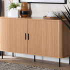 Baxton Studio Lucia Fluted Wood Sideboard - Mid-Century Modern Buffet Cabinet with Sliding Tambour Doors, 55" Wide