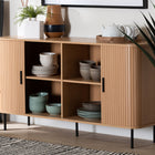 Baxton Studio Lucia Fluted Wood Sideboard - Mid-Century Modern Buffet Cabinet with Sliding Tambour Doors, 55" Wide