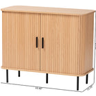 Baxton Studio Lucia Fluted Wood Storage Cabinet - Mid-Century Modern Sideboard with Sliding Tambour Doors, 35" Wide