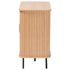 Baxton Studio Lucia Fluted Wood Storage Cabinet - Mid-Century Modern Sideboard with Sliding Tambour Doors, 35" Wide