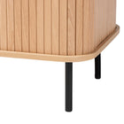 Baxton Studio Lucia Fluted Wood Storage Cabinet - Mid-Century Modern Sideboard with Sliding Tambour Doors, 35" Wide