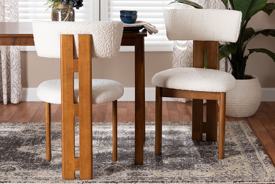 Baxton Studio Kyren Modern Cream Boucle Dining Chair