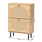 Baxton Studio Remus Wood Shoe Cabinet - 12-Pair Shoe Storage Organizer with 2 Flip Doors, Boho-Chic Compact Hallway or Entryway Furniture