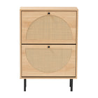 Baxton Studio Remus Wood Shoe Cabinet - 12-Pair Shoe Storage Organizer with 2 Flip Doors, Boho-Chic Compact Hallway or Entryway Furniture