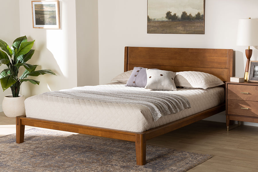 Baxton Studio Aldith Japandi Walnut Brown Toolless Assembly Queen Platform Bed