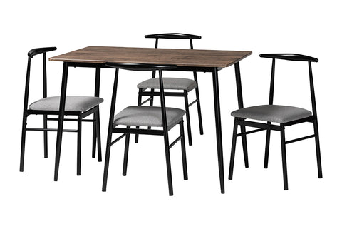 Baxton Studio Arnold Modern Industrial Grey Fabric and Metal Dining Set