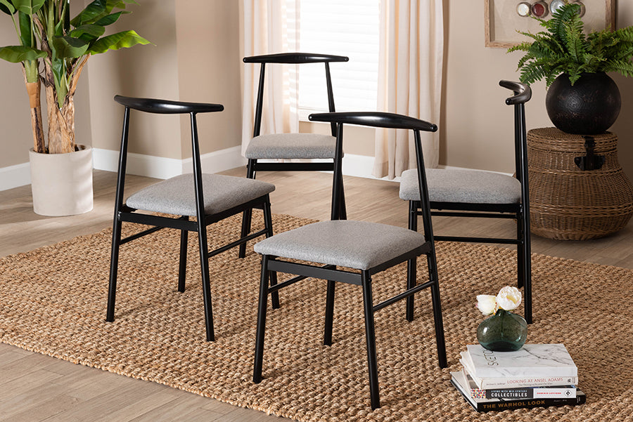 Baxton Studio Arnold Modern Industrial Grey Fabric and Metal Dining Chair