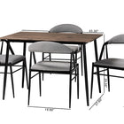 Baxton Studio Orrin Modern Industrial Grey Fabric and Metal Dining Set