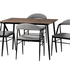 Baxton Studio Orrin Modern Industrial Grey Fabric and Metal Dining Set