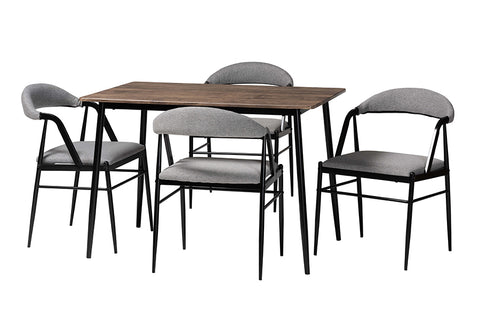 Baxton Studio Orrin Modern Industrial Grey Fabric and Metal Dining Set
