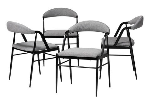 Baxton Studio Orrin Modern Industrial Grey Fabric and Metal Dining Chair