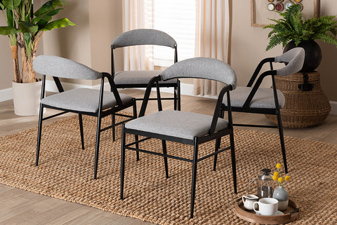 Baxton Studio Orrin Modern Industrial Grey Fabric and Metal Dining Chair