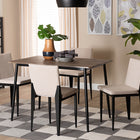 Baxton Studio Bishop Industrial Beige Fabric and Metal Dining Set