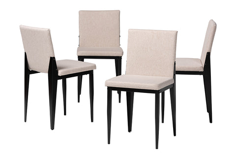 Baxton Studio Bishop Industrial Beige Fabric and Metal Dining Chair