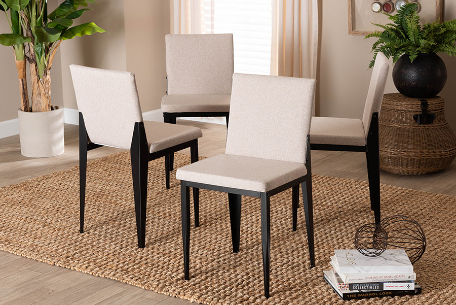 Baxton Studio Bishop Industrial Beige Fabric and Metal Dining Chair
