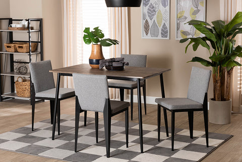 Baxton Studio Bishop Industrial Grey Fabric and Metal Dining Set