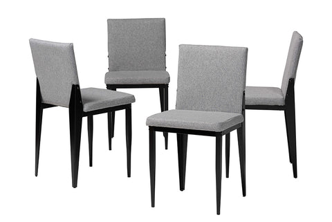Baxton Studio Bishop Industrial Grey Fabric and Metal Dining Chair