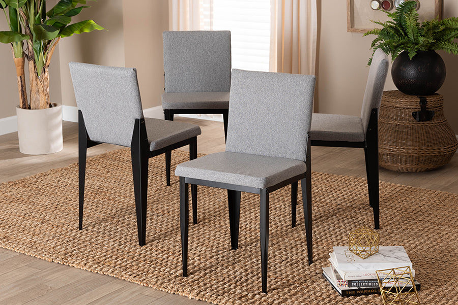 Baxton Studio Bishop Industrial Grey Fabric and Metal Dining Chair