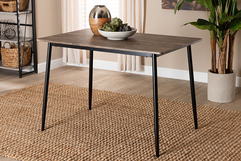 Baxton Studio Dalair Industrial Rustic Brown Wood and Metal Dining Table
