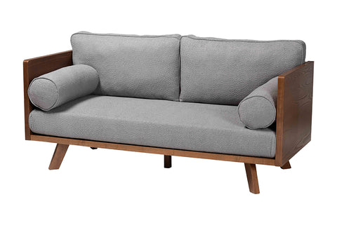 Baxton Studio Uriel Mid-Century Modern Grey Boucle Fabric Sofa