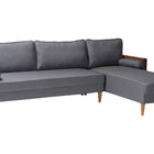Baxton Studio Harleson Mid-Century Modern Grey Fabric and Walnut Brown Wood Right Facing Sectional Sofa