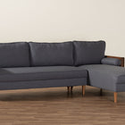 Baxton Studio Harleson Mid-Century Modern Grey Fabric and Walnut Brown Wood Right Facing Sectional Sofa
