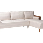 Baxton Studio Harleson Mid-Century Modern Beige Fabric and Walnut Brown Wood Right Facing Sectional Sofa