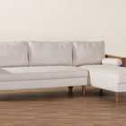 Baxton Studio Harleson Mid-Century Modern Beige Fabric and Walnut Brown Wood Right Facing Sectional Sofa