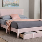 Baxton Studio Elora Modern Light Pink Pleated Velvet Queen Size Storage Bed