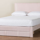 Baxton Studio Elora Modern Light Pink Pleated Velvet Queen Size Storage Bed