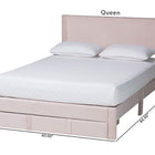 Baxton Studio Elora Modern Light Pink Pleated Velvet Queen Size Storage Bed