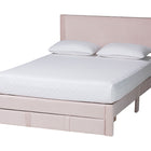 Baxton Studio Elora Modern Light Pink Pleated Velvet Queen Size Storage Bed