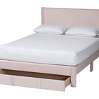 Baxton Studio Elora Modern Light Pink Pleated Velvet Queen Size Storage Bed