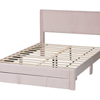 Baxton Studio Elora Modern Light Pink Pleated Velvet Queen Size Storage Bed