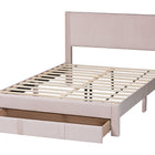 Baxton Studio Elora Modern Light Pink Pleated Velvet Queen Size Storage Bed