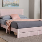 Baxton Studio Elora Modern Light Pink Pleated Velvet Queen Size Storage Bed