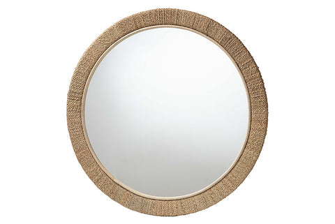 bali & pari Geralyn Japandi Natural Seagrass Round Wall Mirror