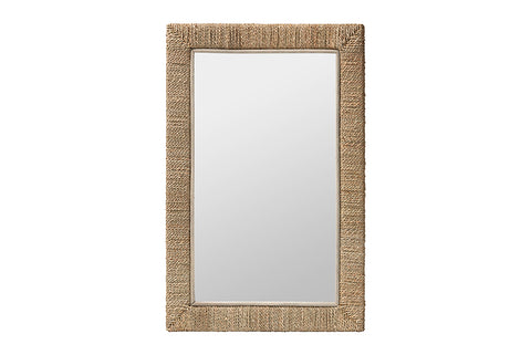bali & pari Geralyn Japandi Natural Seagrass Rectangular Wall Mirror