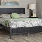 Baxton Studio Primrose Mid-Century Black Fluted Wood Queen Size Platform Bed